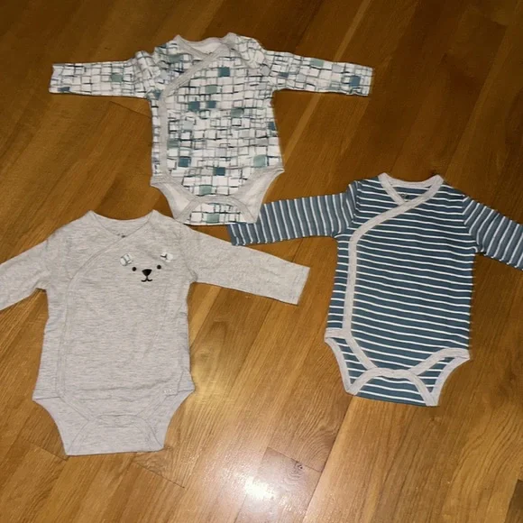 Asher and Olivia - Baby Boy's 3-Pack Long-Sleeve Kimono Bodysuit Set Onesie’s - Picture 7 of 16